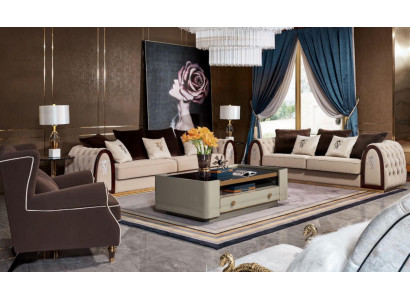 Sofa Chesterfield Beige Sofas Textile Fabric Couches Luxury Furniture 4 Seater 295cm