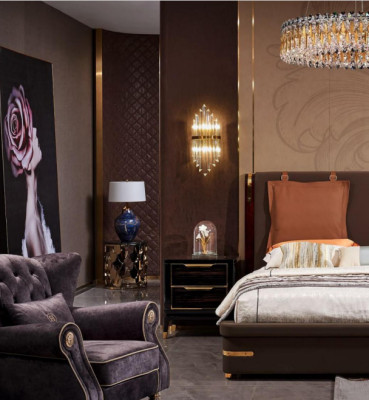 Luxury Bedroom Furniture 3pcs. Complete Set Bed 2x Bedside tables Modern
