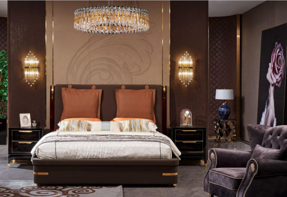 Bed Upholstery Design Luxury Metal Double Beds Marriage Sleep Room Leather