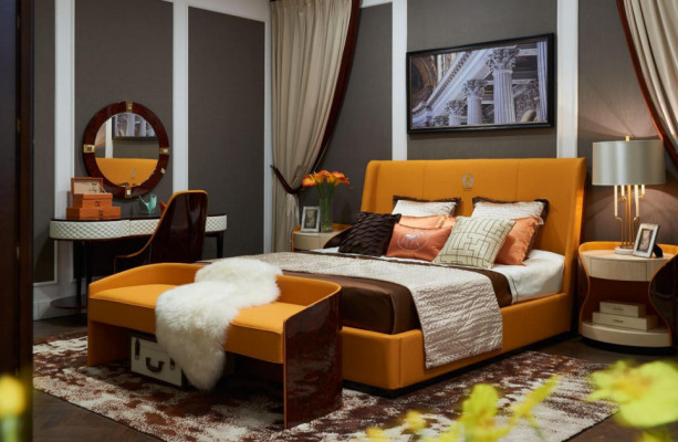 Bed Bedside table Stool 4 pcs. Bedroom Set Modern Design Luxury Beds new