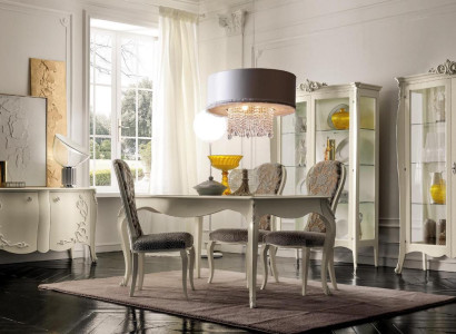 Suite Set Table 4x Chairs Chair Display case Set Chest of drawers Dining set 8pcs. Dining room