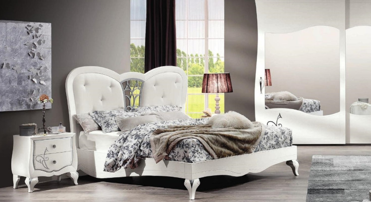 Bedroom Bed Bedside table Beds Wood Design Bed Frame Suite new Set 3pcs