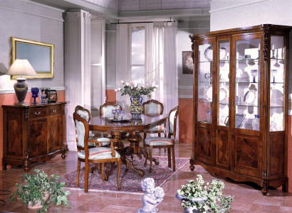 Set Ess Group Wood Chest of drawers Complete Dining table Chairs Dining room Furniture Italy