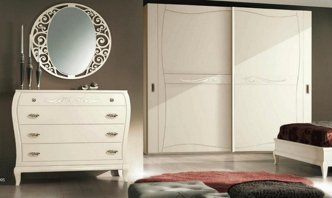 Chest of drawers Mirror Chests of drawers Wardrobe Shelf Console Furniture Wooden Cabinet Italy Set 2pcs.
