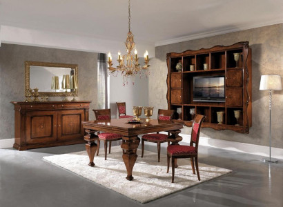 Design Dining room Set Suite Wood Furniture Chest of drawers 4x Chair Table Complete 7pcs.