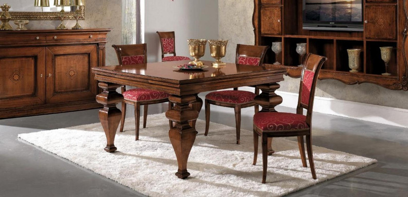 Design Dining room Set Suite Wood Furniture Chest of drawers 4x Chair Table Complete 7pcs.