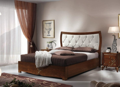 Bed Beds Bed Frame Wood Double Bedroom Brown Modern Double bed Furniture