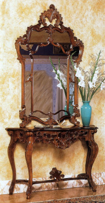 Console + Mirror Designer Console table Wood Table Console Luxury Set 2 pieces.