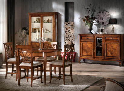 Dining room Set Suite Chairs 4x Display case Group Dining set Display cases 7 pieces. Chest of drawers