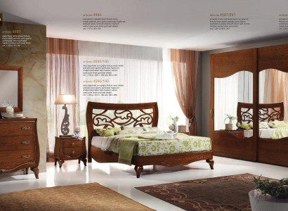 Bedroom Bed Bedside table Wardrobe Chest of drawers Mirror Suite Set 6pcs