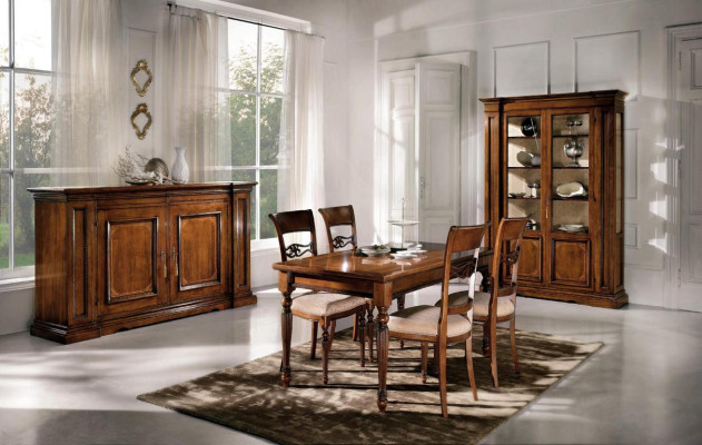 Dining room Set Suite Chairs 4x Display case Group Dining set Display cases 7 pieces. Chest of drawers