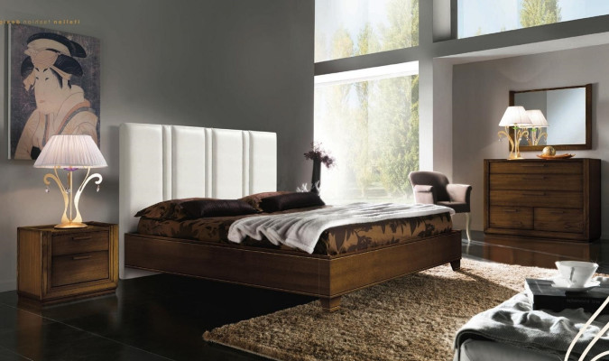 Bedroom Bed Bedside table Chest of drawers Mirror Double Upholstery Beds Luxury 5pcs.