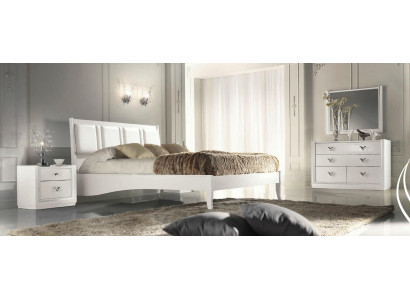 Bedroom Bed Bedside table Chest of drawers Mirror Suite Group Wood Luxury Set 5pcs