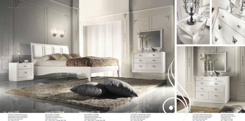 Bedroom Bed Bedside table Chest of drawers Mirror Suite Group Wood Luxury Set 5pcs