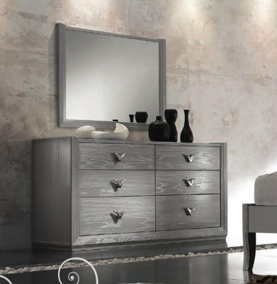 Chest of drawers Mirror Suite Wood Designer Chests of drawers Wardrobe Shelf Italy Set 2pcs.