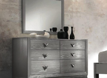 Chest of drawers Mirror Suite Wood Designer Chests of drawers Wardrobe Shelf Italy Set 2pcs.