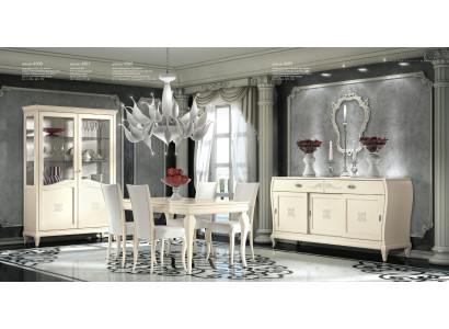 Dining room Dining table Chair Chest of drawers Display case Ess Table Group Wood Italy Set 7pcs