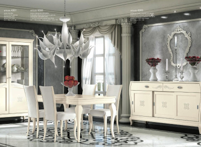 Dining room Dining table Chair Chest of drawers Display case Ess Table Group Wood Italy Set 7pcs