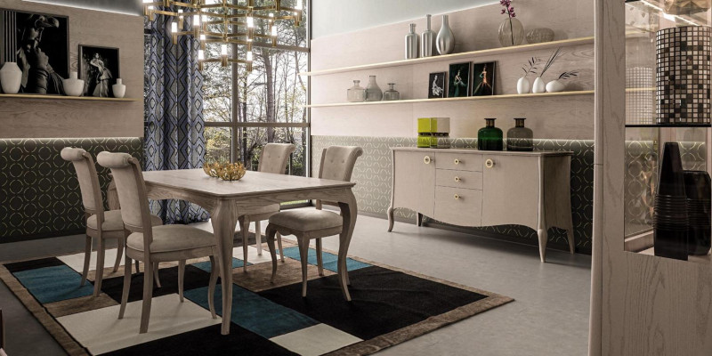 Dining table Dining room Suite Furniture Furnishings Group Table + 6 Chair Set 7pcs.