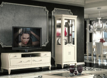 Luxury TV cabinet set living room display case tv modern wood furniture wardrobe style cabinets 3 pieces