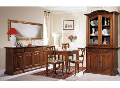 Design Dining room Set Suite 6tlg Wood Furniture 4x Chair Table Display case Group new