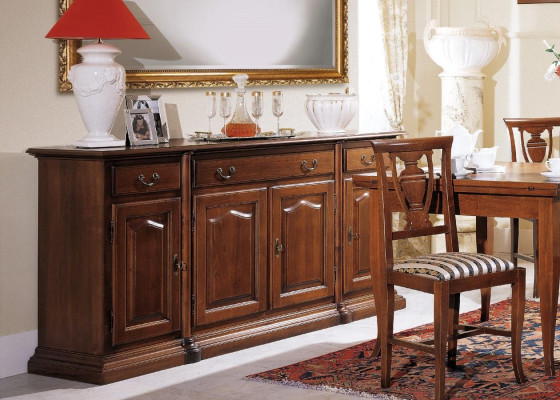 Design Dining room Set Suite 6tlg Wood Furniture 4x Chair Table Display case Group new