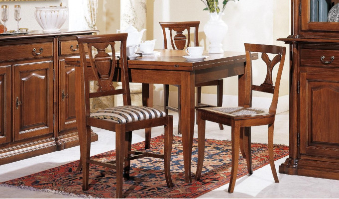 Design Dining room Set Suite 6tlg Wood Furniture 4x Chair Table Display case Group new