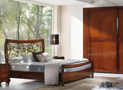 Bedroom Bed Bedside table Beds Double Hotel Design Wood Suite Set 3pcs.