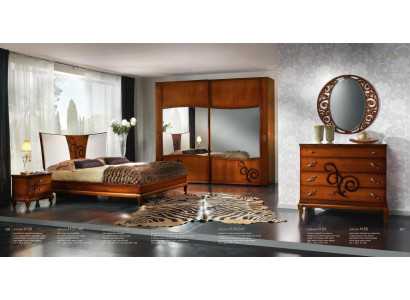 Bedroom Bed Bedside table Wardrobe Chest of drawers Mirror Luxury new Set 6pcs.