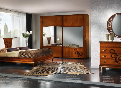 Bedroom Bed Bedside table Wardrobe Chest of drawers Mirror Luxury new Set 6pcs.