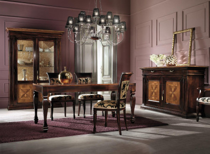 Dining room Set Suite Chest of drawers Chairs 4x Display case Group Dining set Table 7 pieces.