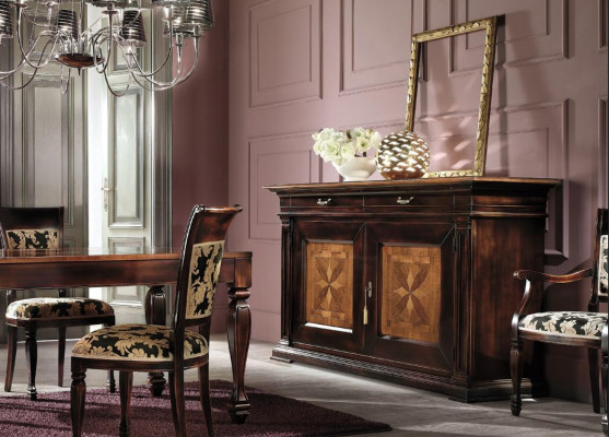 Dining room Set Suite Chest of drawers Chairs 4x Display case Group Dining set Table 7 pieces.