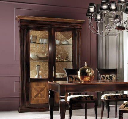 Dining room Set Suite Chest of drawers Chairs 4x Display case Group Dining set Table 7 pieces.