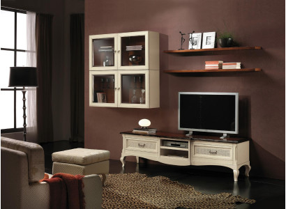 Wall unit set 7 pieces. Living room TV cabinet Display case Shelf Modern Suite Group Wood new