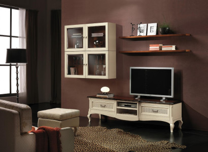 Wall unit set 7 pieces. Living room TV cabinet Display case Shelf Modern Suite Group Wood new