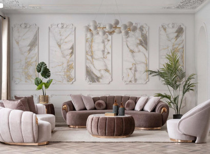 Luxury Living room Sofa set 3+3+1 Seat Half Round Couches Sofa with Table 4pcs.