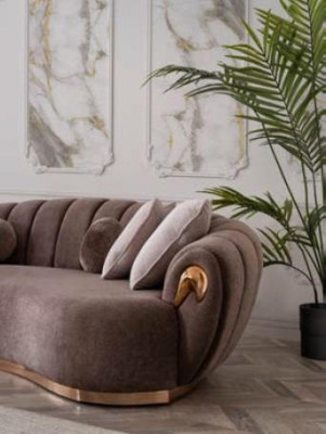 Luxury Living room Sofa set 3+3+1 Seat Half Round Couches Sofa with Table 4pcs.