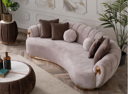 Luxury Sofa Big Couch Round Couches xxl Sofas Seat Furniture Fabric 263cm Gray