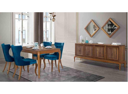 Complete Set Dining table 4x Chairs Dining room Set Ess Group Wood Table Tables 6pcs