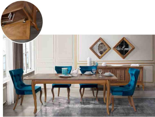 Complete Set Dining table 4x Chairs Dining room Set Ess Group Wood Table Tables 6pcs