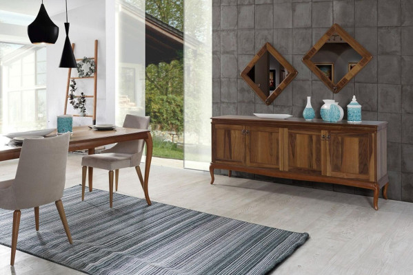 Complete Set Dining table 4x Chairs Dining room Set Ess Group Wood Table Tables 6pcs