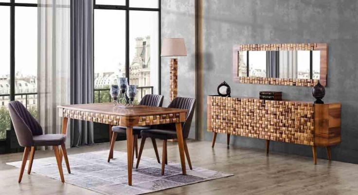 Dining room set sideboard dining table 4x chair suite table group 7 pieces. Sets Modern