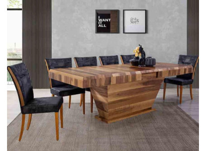 Table + 6 Chair Set Suite Upholstery 7-piece new Designer Wood Dining Living Room Set