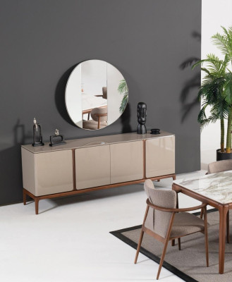 Living room Sideboard Mirror Sideboard Wood with Metal style black Chest of drawers