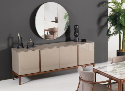 Living room Sideboard Mirror Sideboard Wood with Metal style black Chest of drawers
