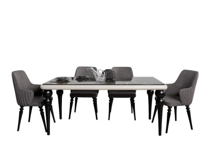 Tables Complete Set Dining table 4x Chairs Dining room Set Ess Group Wood Table 5pcs