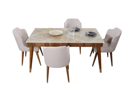 Dining room Wood Tables Dining set Set Chair Group new Table 4x Design Chairs 5tlg
