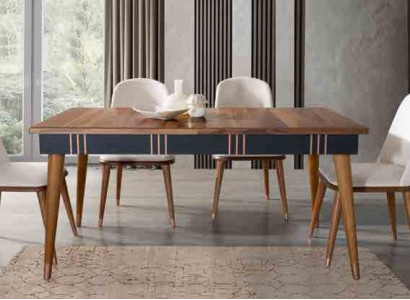 Table Dining room Suite Dining table Chair Set 5pcs. Textile Wood Leaning Chairs Furniture