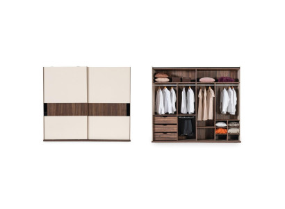 Luxury Wardrobe with Sliding Doors Wood Wardrobe Modern Style Beige