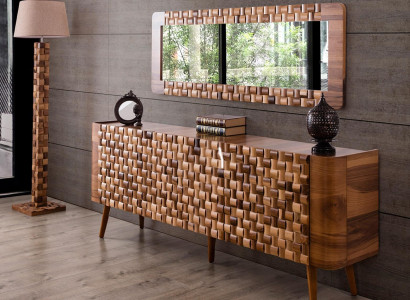 Chests of drawers Set Italian Style Furniture Wood Chest of drawers Mirror Sideboard Wardrobe Set of 2